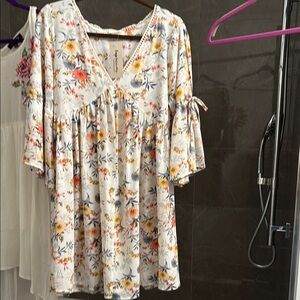 Impressions Cream Bell Sleeve Mini Dress